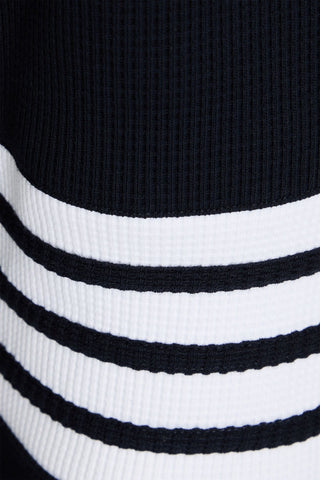 THOM BROWNE STRIPED WAFFLE-KNIT COTTON SWEATPANTS - Size 4