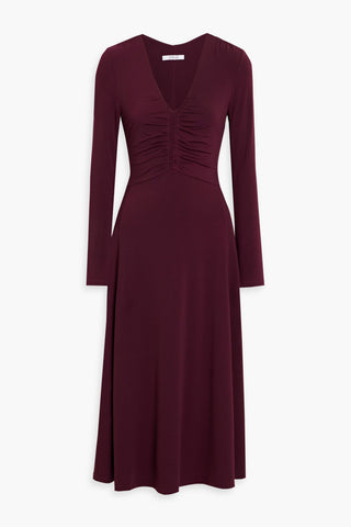 DEREK LAM ISABELLA RUCHED STRETCH-JERSEY MIDI DRESS - Size XS