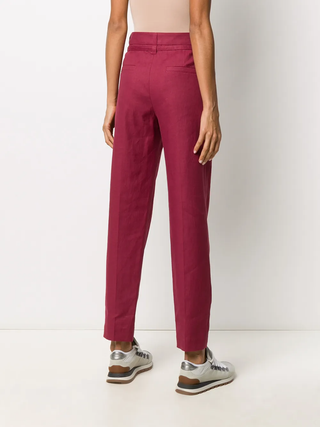 Brunello Cucinelli Cotton Blend Tailored Trousers with D-Ring Belt