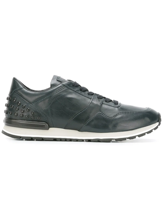 Tods Leather Low-Top Sneakers with Gommino Pebbles Blue