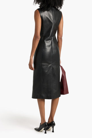 VERONICA DE PIANTE GRACE LEATHER MIDI DRESS - Size 46