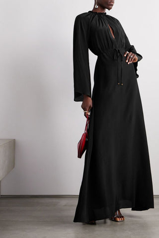 DODO BAR OR ALA BELTED SILK CREPE DE CHINE MAXI DRESS - Size 36