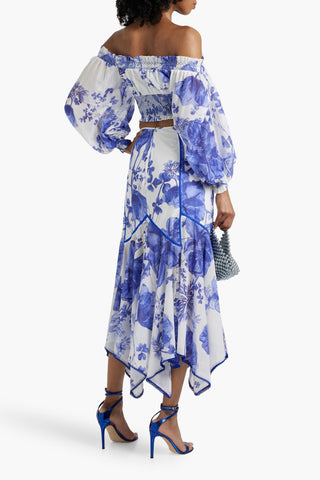 CHARO RUIZ NOPY FLORAL-PRINT COTTON-BLEND VOILE MAXI SKIRT - Size S