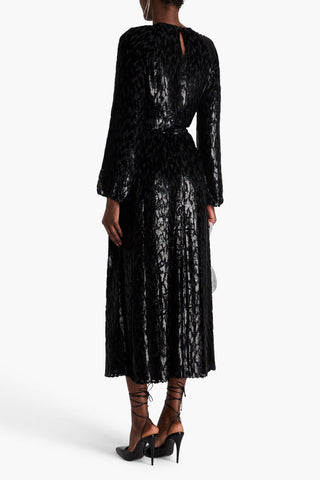 SIMKHAI ODINA METALLIC FIL COUP LUREX AND SILK-BLEND MIDI DRESS - Size 8