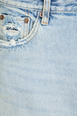 RE/DONE DISTRESSED DENIM MAXI SKIRT - Size 26