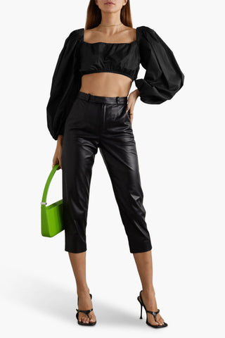 ZEYNEP ARCAY CROPPED GATHERED COTTON-BLEND POPLIN TOP - Size 2