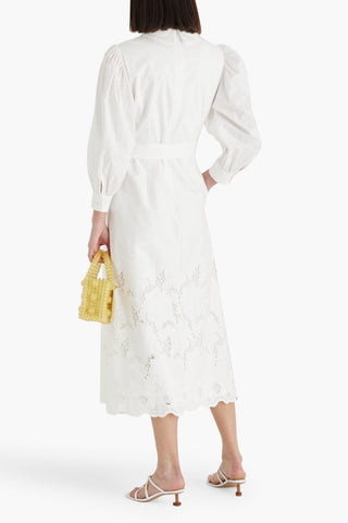 MIKAEL AGHAL COTTON-BLEND GUIPURE LACE MIDI SHIRT DRESS - Size 16