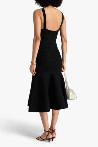 VICTORIA BECKHAM FLUTED POINTELLE-KNIT MIDI DRESS - Size 12