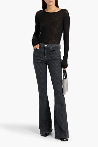 FRAME LE HIGH FLARE PINSTRIPED HIGH-RISE FLARED JEANS - Size 29