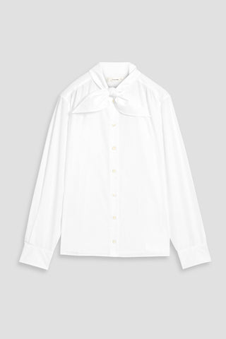 FRAME THE WEDNESDAY BOW-DETAILED COTTON-POPLIN SHIRT - Size M