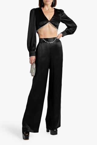 CAMI NYC ABEL CROPPED CRYSTAL-EMBELLISHED SATIN TOP - Size 4