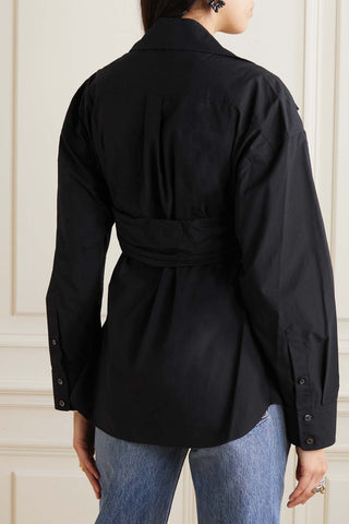 ALEXANDER WANG LAYERED RUCHED COTTON-POPLIN SHIRT - Size 6
