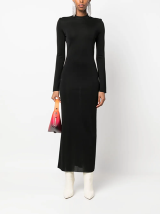 Tom Ford Knit Mock Neck Long-Sleeve Midi Dress