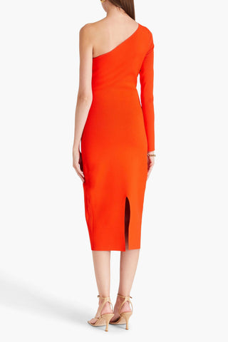 VICTORIA BECKHAM ONE-SLEEVE STRETCH-KNIT MIDI DRESS - Size 1