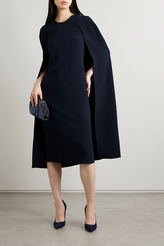 STELLA MCCARTNEY CAPE-EFFECT CREPE MIDI DRESS - Size 40