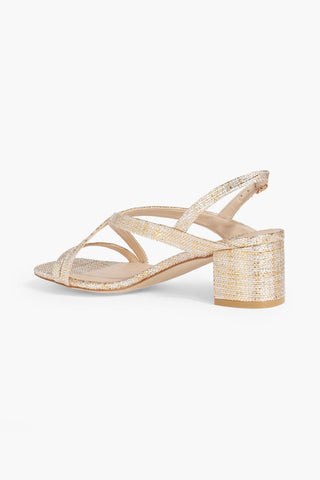 STUART WEITZMAN OASIS 50 METALLIC WOVEN SLINGBACK SANDALS - Size 9.5