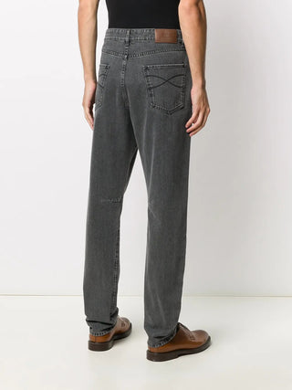 Brunello Cucinelli Washed Denim Regular Fit Jeans Medium Grey