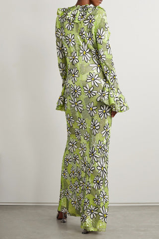 ASHISH RUFFLED SEQUINED GEORGETTE MAXI DRESS - Size M