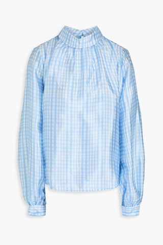 STINE GOYA CHECKED SATIN BLOUSE - Size XXS