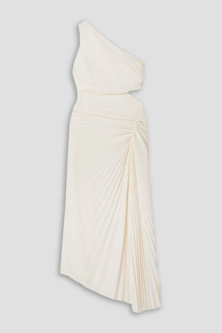 A.L.C. DAHLIA ONE-SHOULDER CUTOUT PLEATED CREPE MAXI DRESS - Size 2