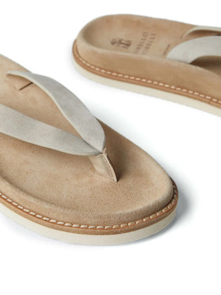 Brunello Cucinelli Suede Platform Thong Slippers