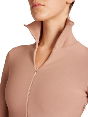 Alaia Smooth Knit High-Neck Front-Zip Mini Dress