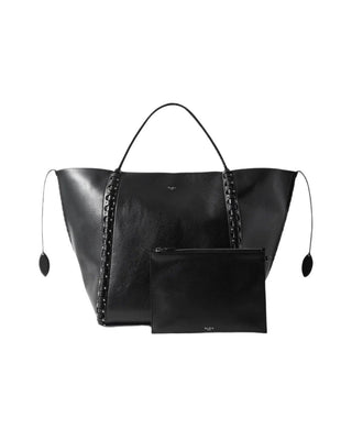 Alaia Leather Tote Bag with Studded Sides and Pouch