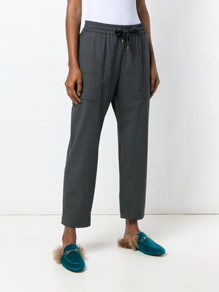 Brunello Cucinelli Gabardine Tailored Trousers with Beaded Stitching