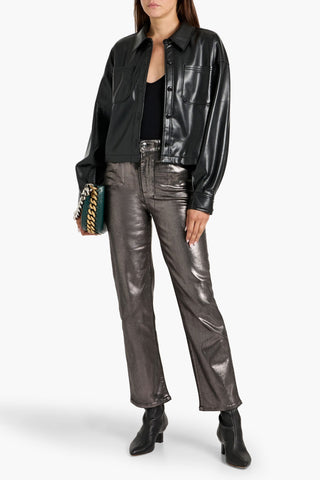 FRAME LE SLEEK STRAIGHT METALLIC HIGH-RISE STRAIGHT-LEG JEANS - Size 24