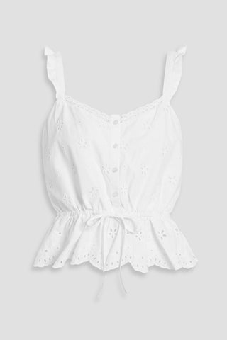 PAIGE MARSA RUFFLED BRODERIE ANGLAISE COTTON TOP - Size 10