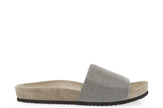 Brunello Cucinelli Monili-Embellished Suede Slippers in Grey
