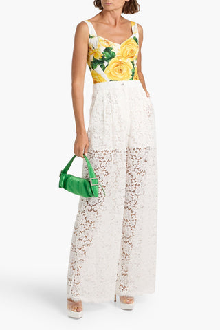 DOLCE&GABBANA CORDED LACE WIDE-LEG PANTS - Size 48