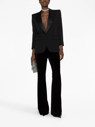 Tom Ford Velvet Flared Trousers with Contrast Waistband