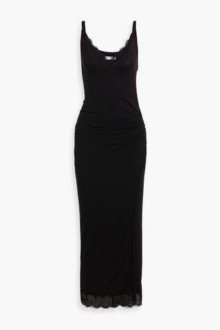 SIMKHAI YULIA LACE-TRIMMED STRETCH-TENCEL JERSEY MAXI DRESS - Size XS