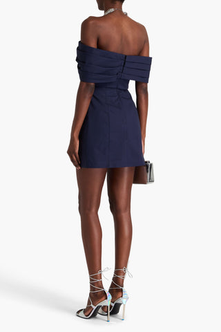 NICHOLAS OFF-THE-SHOULDER TWIST-FRONT COTTON-POPLIN MINI DRESS - Size 4