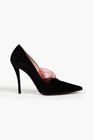 ROGER VIVIER ROSE 'N ROLL 100 APPLIQUD SUEDE PUMPS - Size 37.5