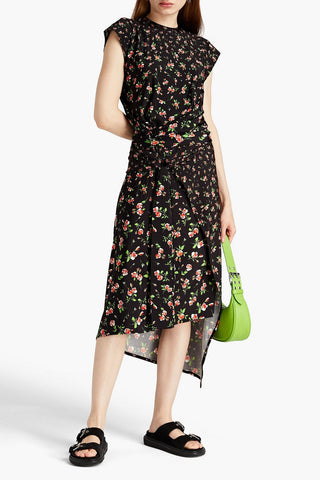 RABANNE WRAP-EFFECT FLORAL-PRINT STRETCH-JERSEY SKIRT - Size 36