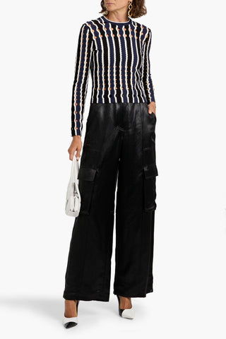 SIMKHAI BEATRIZ SATIN WIDE-LEG CARGO PANTS - Size 0