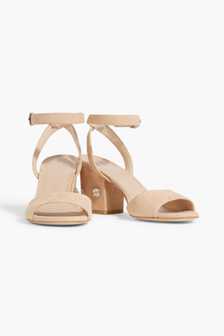 STUART WEITZMAN ALSHN 75 CRYSTAL-EMBELLISHED SUEDE SANDALS - Size 6.5