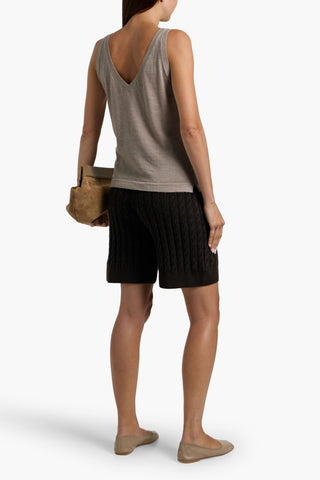 TOTEME CABLE-KNIT WOOL AND CASHMERE-BLEND SHORTS - Size S