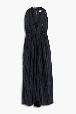 BRUNELLO CUCINELLI STRIPED SEQUIN-EMBELLISHED SILK-BLEND MIDI DRESS - Size M
