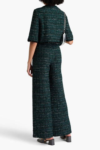 MAJE BELTED METALLIC BOUCL-TWEED WIDE-LEG PANTS - Size 34