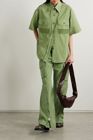 STELLA MCCARTNEY CORDUROY-TRIMMED COTTON-TWILL SHIRT - Size 46