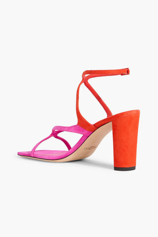JIMMY CHOO AZIE 85 TWO-TONE SUEDE SANDALS - Size 39