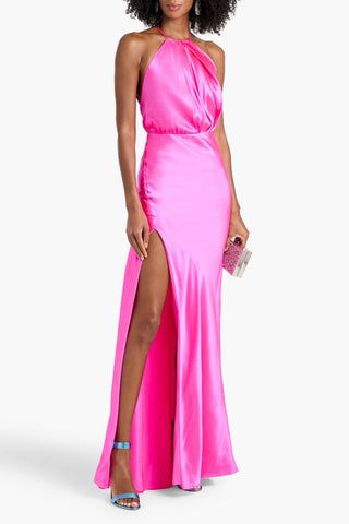 MICHELLE MASON DRAPED CUTOUT SILK-SATIN GOWN - Size 0