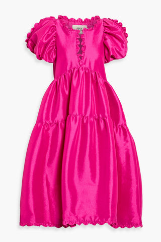 KIKA VARGAS LEANA TIERED SILK-BLEND TAFFETA MIDI DRESS - Size M
