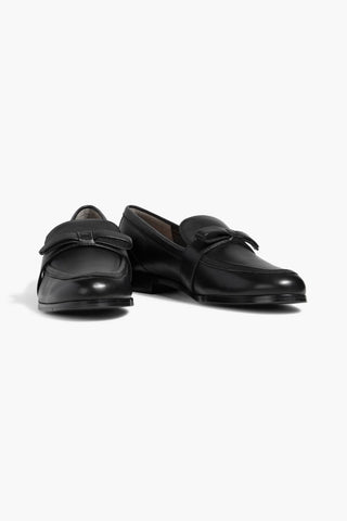 STUART WEITZMAN EMMA BOW-DETAILED LEATHER LOAFERS - Size 8