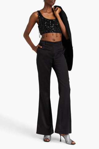 SIMKHAI KARLENA CROPPED EMBELLISHED JERSEY TOP - Size 8
