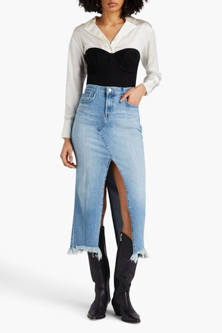E.L.V. DENIM X THE OUTNET THE CORSET CROPPED DENIM BUSTIER TOP - Size 8