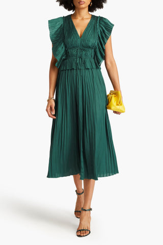 ULLA JOHNSON LETTY SATIN MIDI DRESS - Size 0